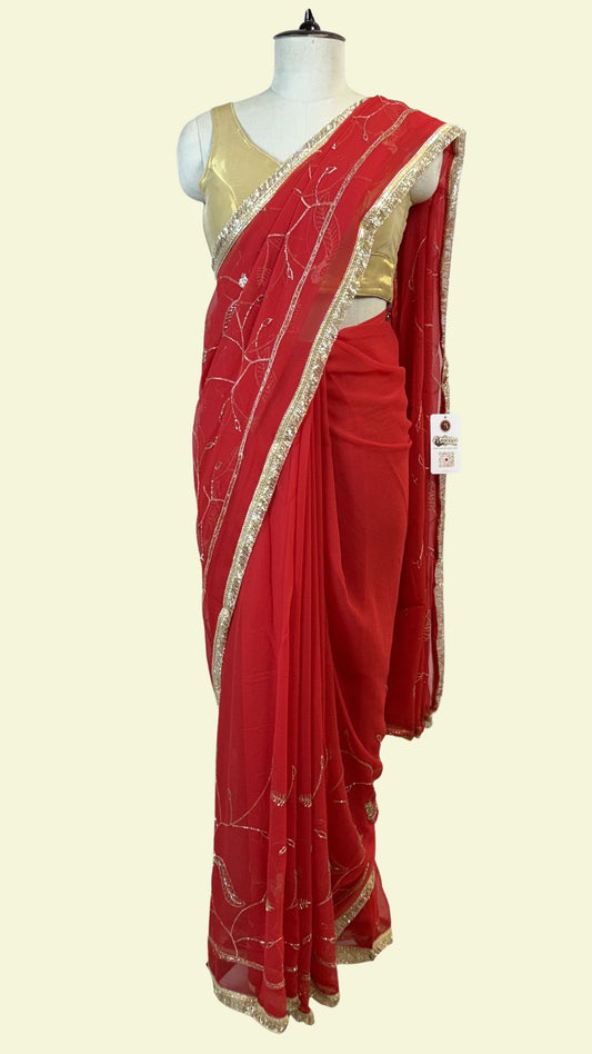 Red Chiffon Saree for Women