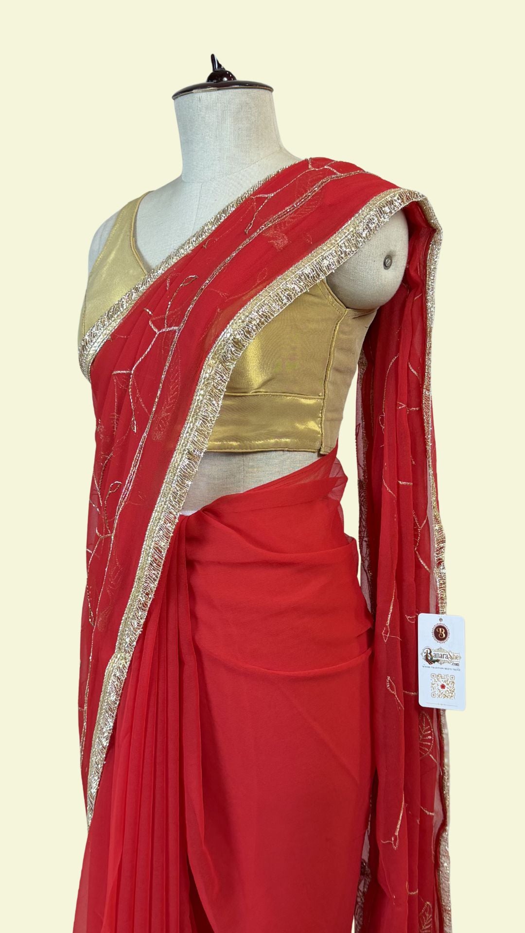 Red Chiffon Saree for Women