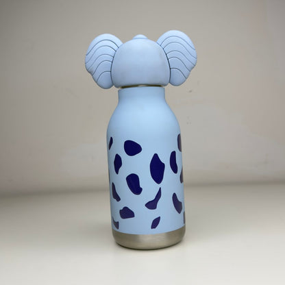 Stainless Steel Water Bottle with Straw & Removable Silicone Elephant Lid for Kids & Teens
