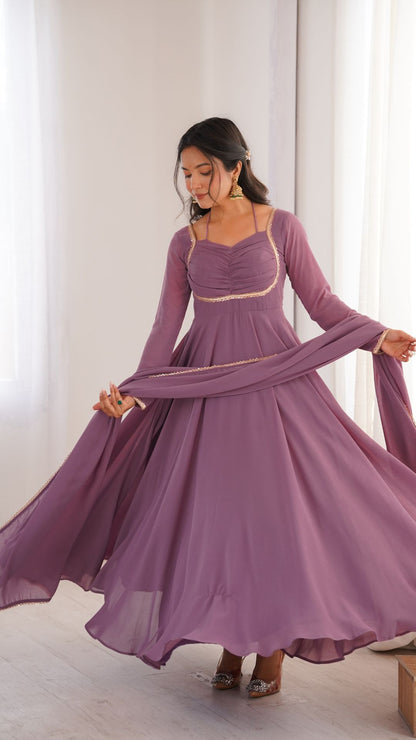 Georgette Anarkali Gown & Dupatta Full Set