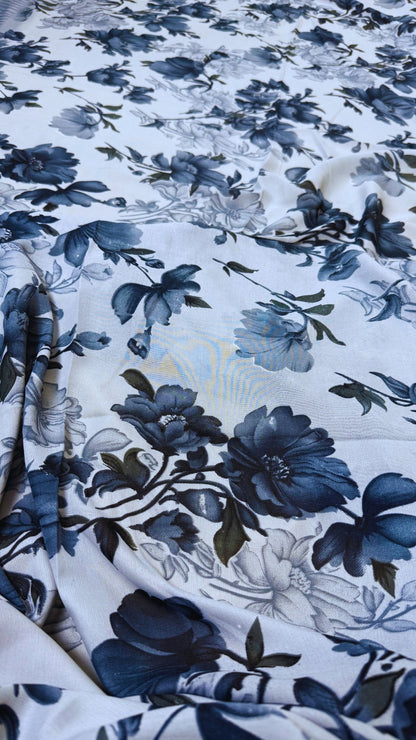 Elegant grey Georgette Saree with Abstract Floral Print & Matching Blouse Piece – Lightweight Daily & Party Wear Saree for Women