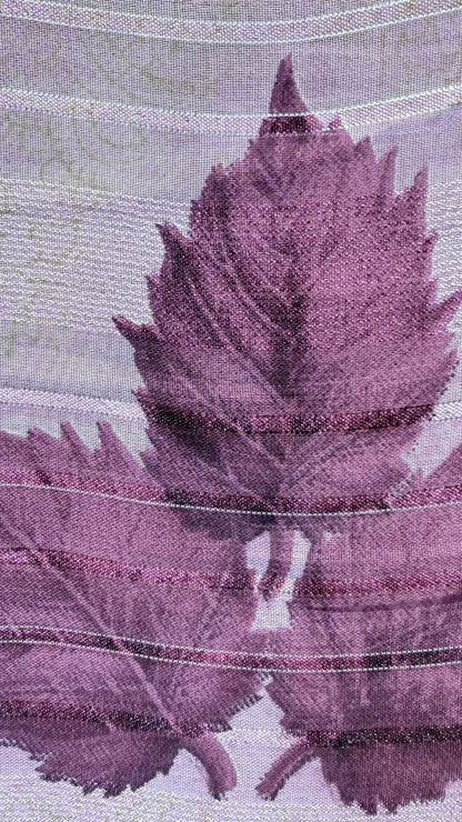 Mauve Pink Printed Synthetic Saree with Leaf Print