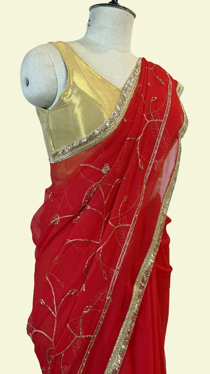 Red Chiffon Saree for Women