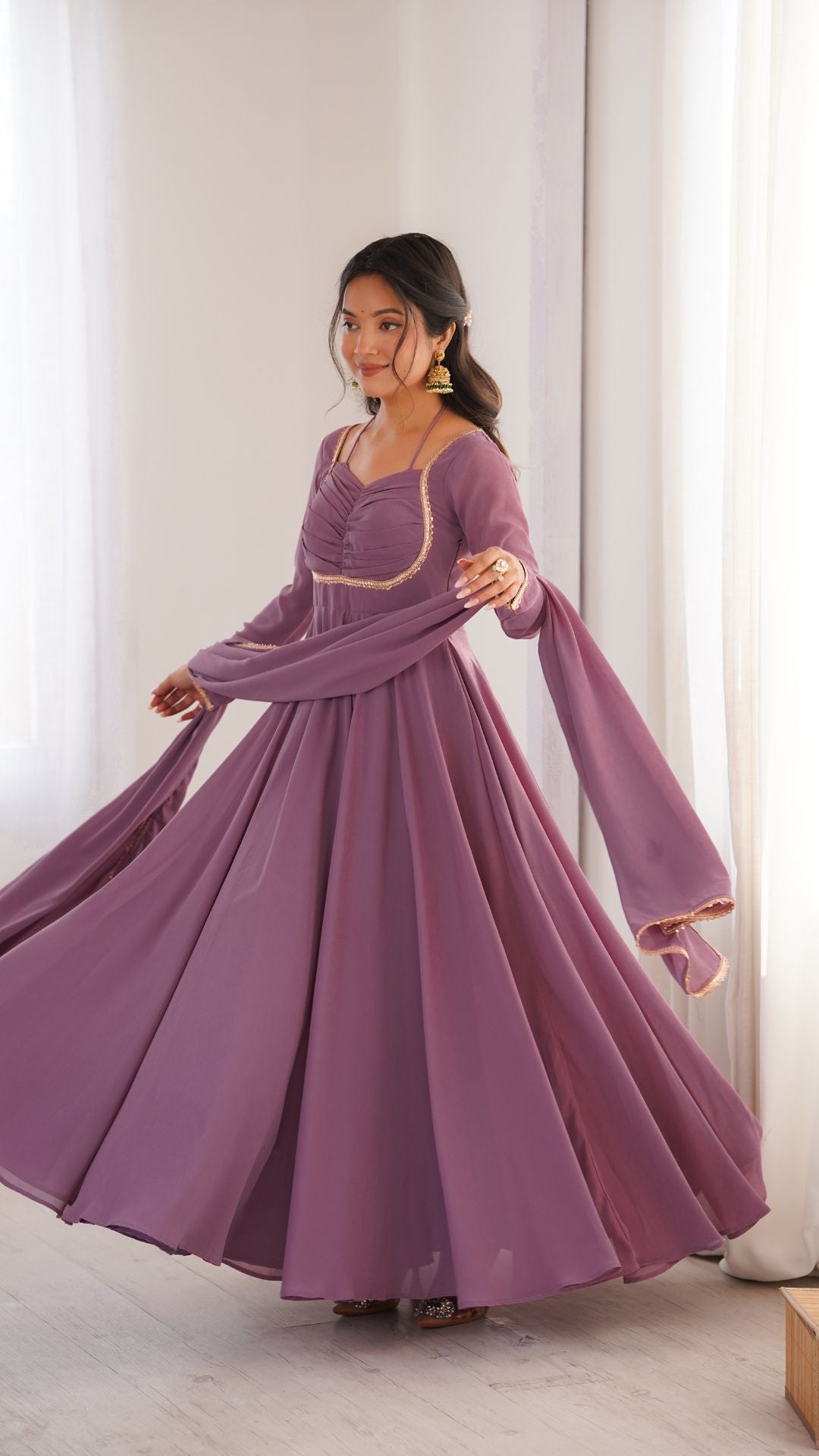 Georgette Anarkali Gown & Dupatta Full Set