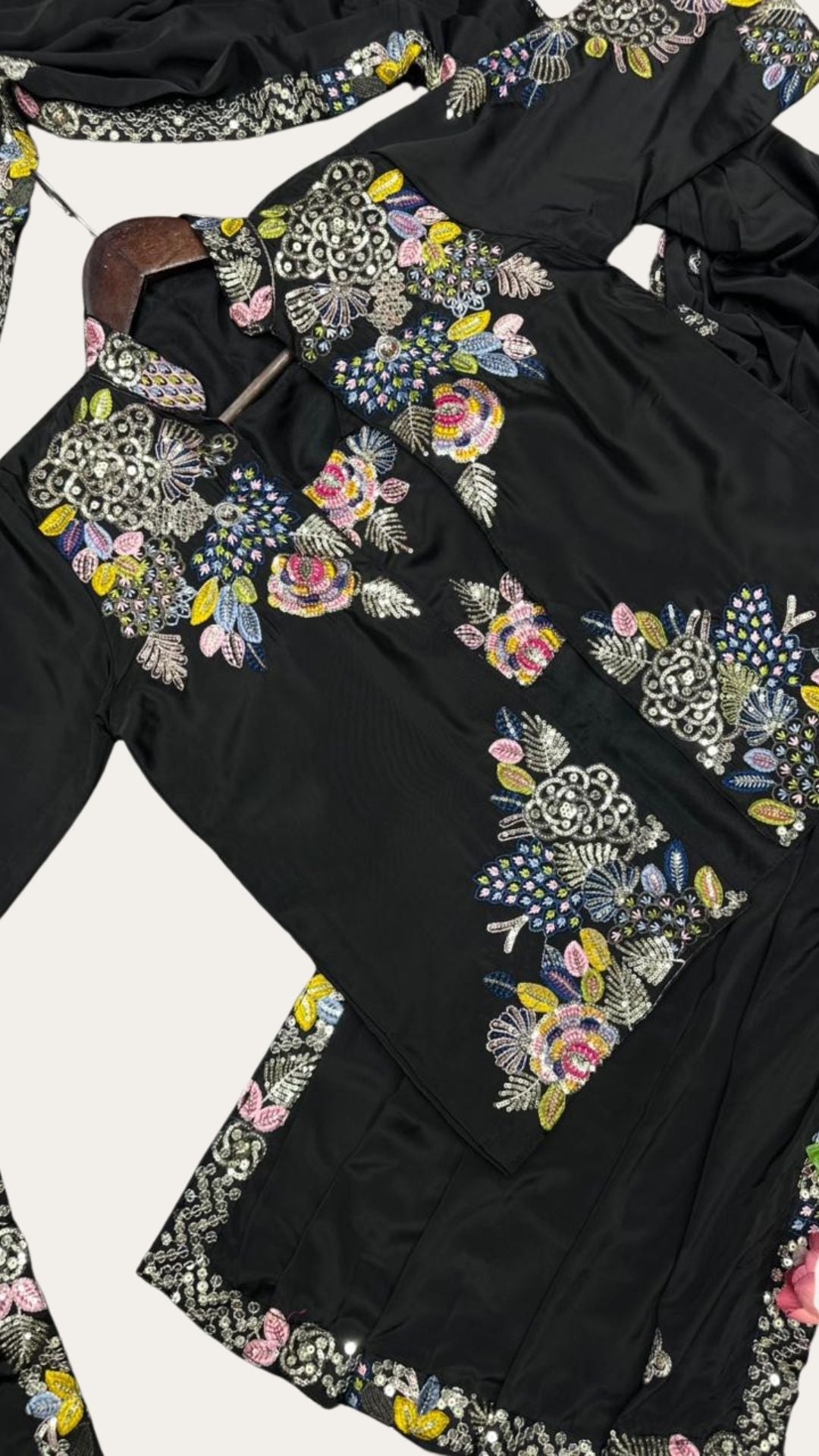 Ready-to-Wear Black Saree Set with Intricate Embroidery Jacket