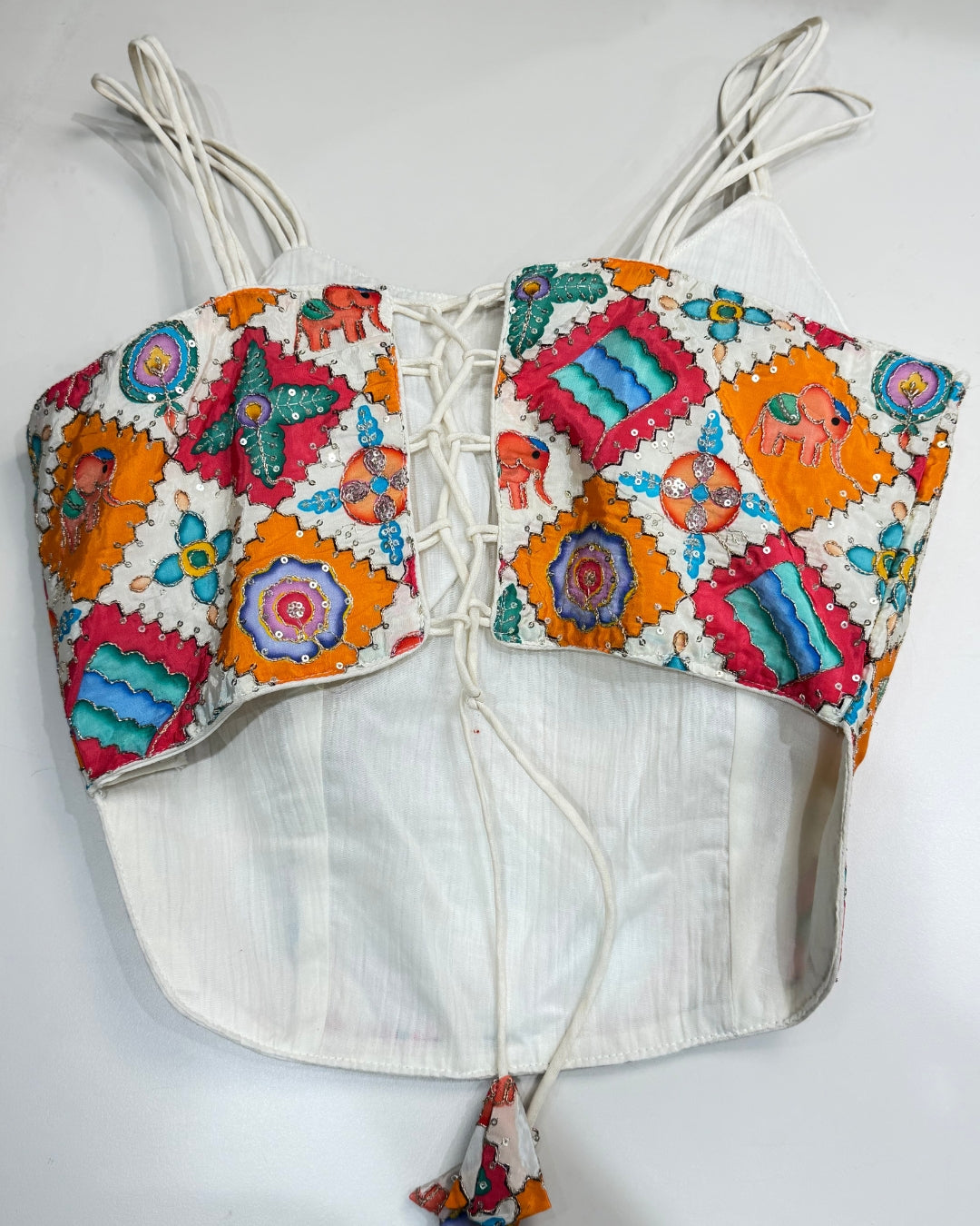 Banarashe Ivory Multi-Color Elephant Embroidered Blouse