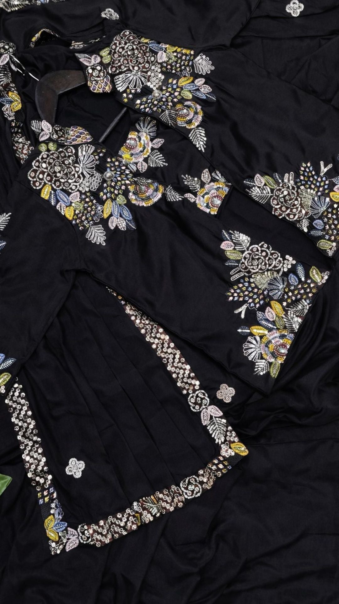 Ready-to-Wear Black Saree Set with Intricate Embroidery Jacket