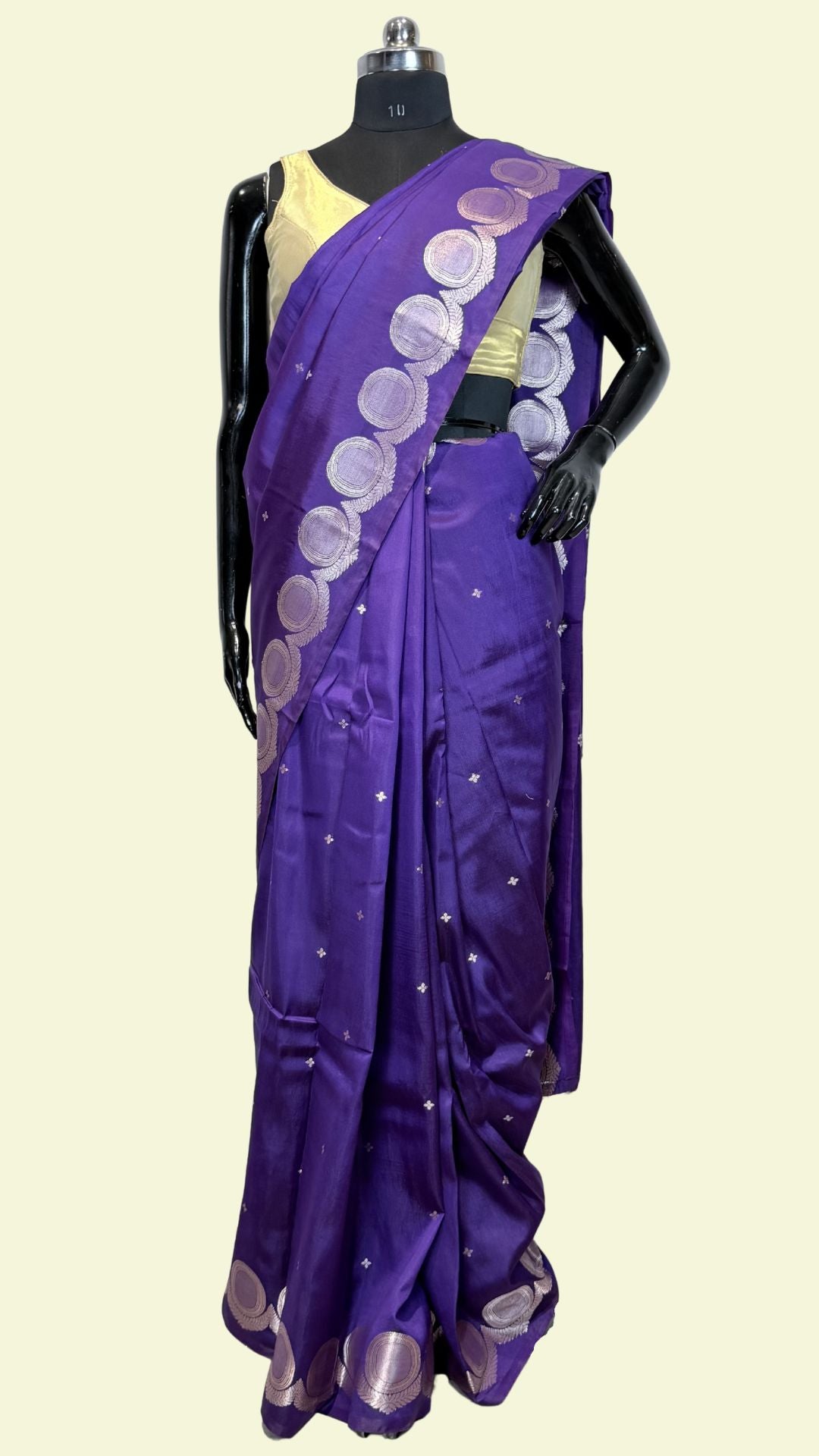 Royal Purple Raw Mango Silk Saree with Floral Weaving