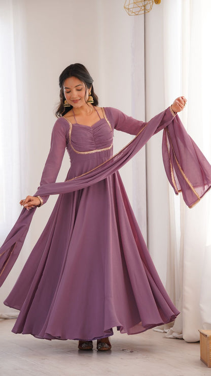 Georgette Anarkali Gown & Dupatta Full Set