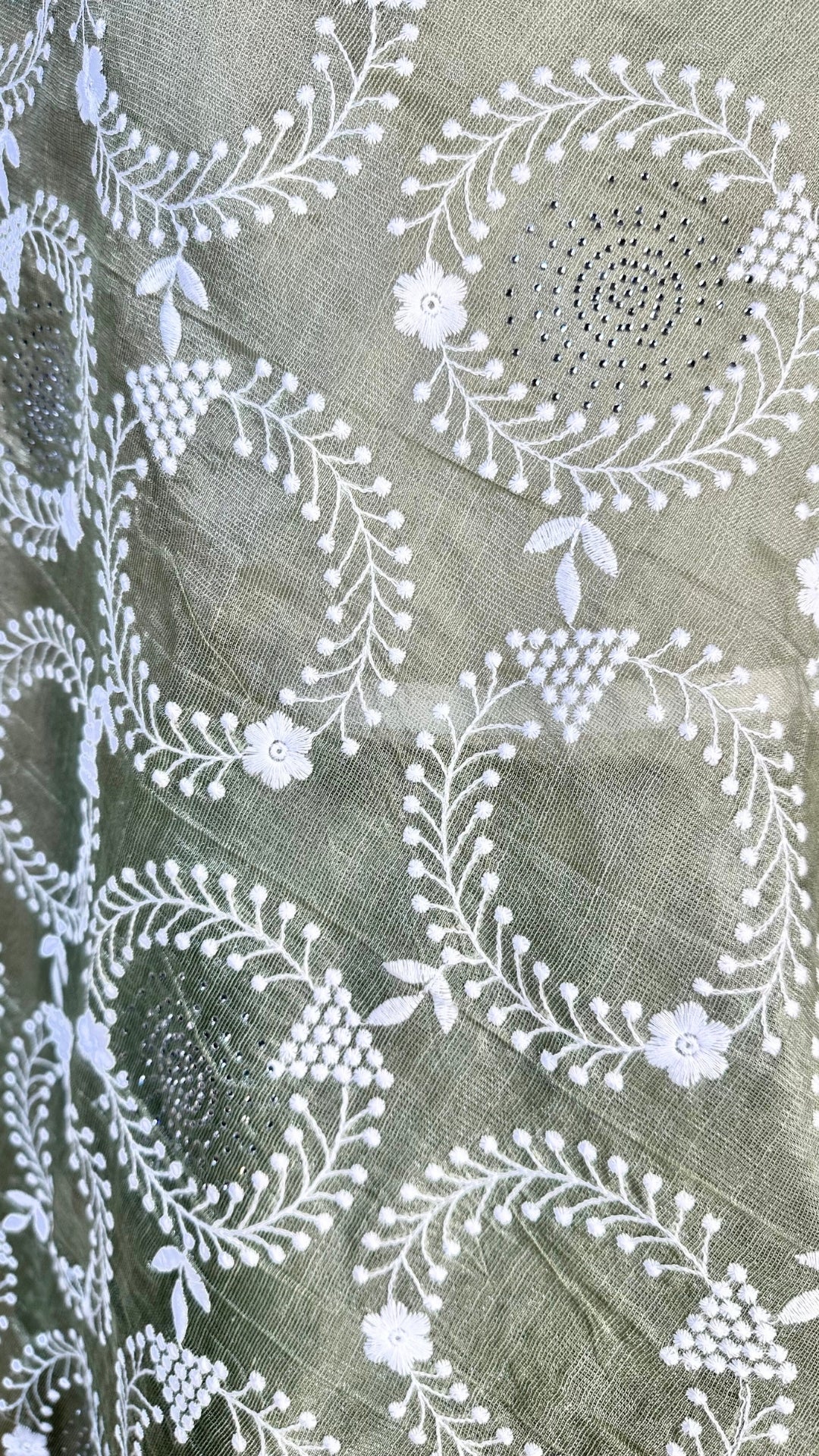 Elegant pista green tissue Saree with Embroidery border& Floral Motifs