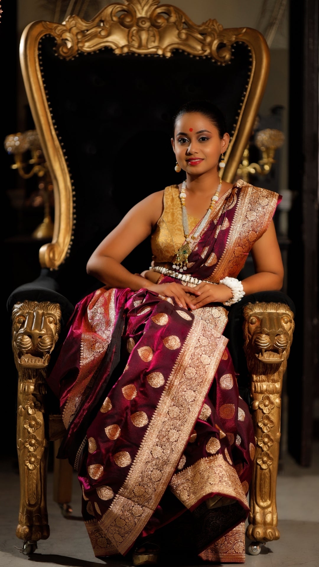 Royal Maroon Katan Silk Banarasi Saree