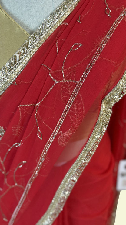 Red Chiffon Saree for Women