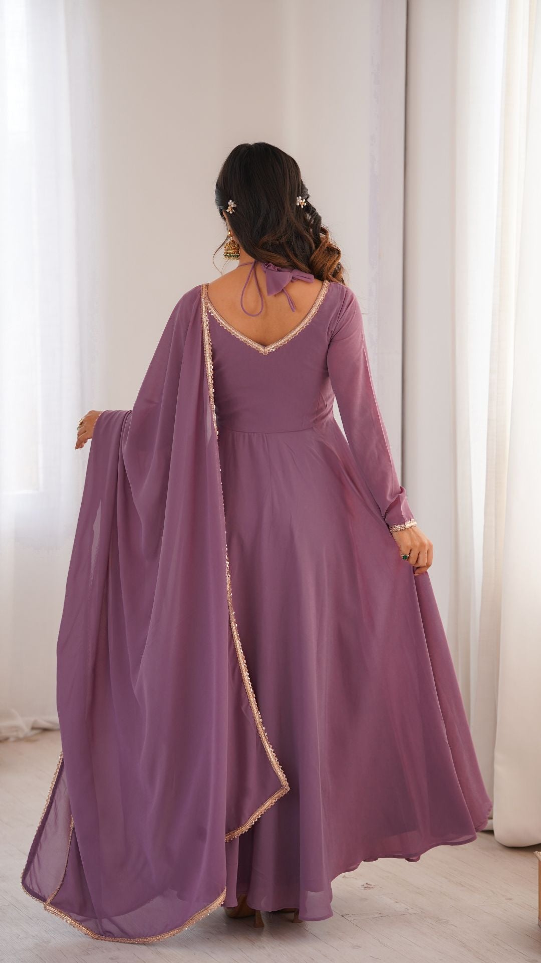 Georgette Anarkali Gown & Dupatta Full Set