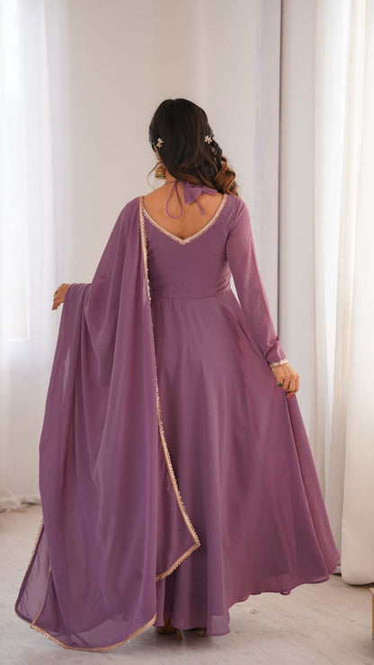 Georgette Anarkali Gown & Dupatta Full Set