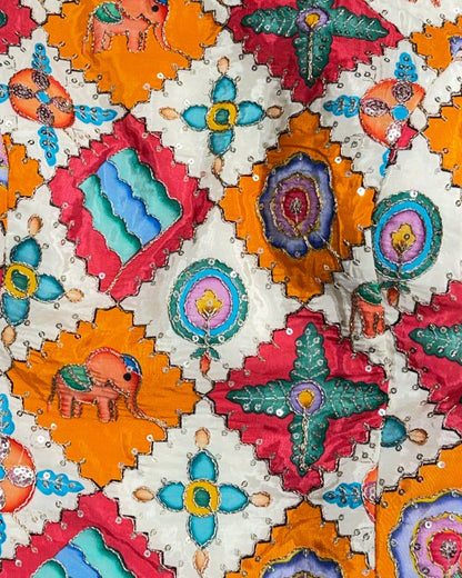 Banarashe Ivory Multi-Color Elephant Embroidered Blouse