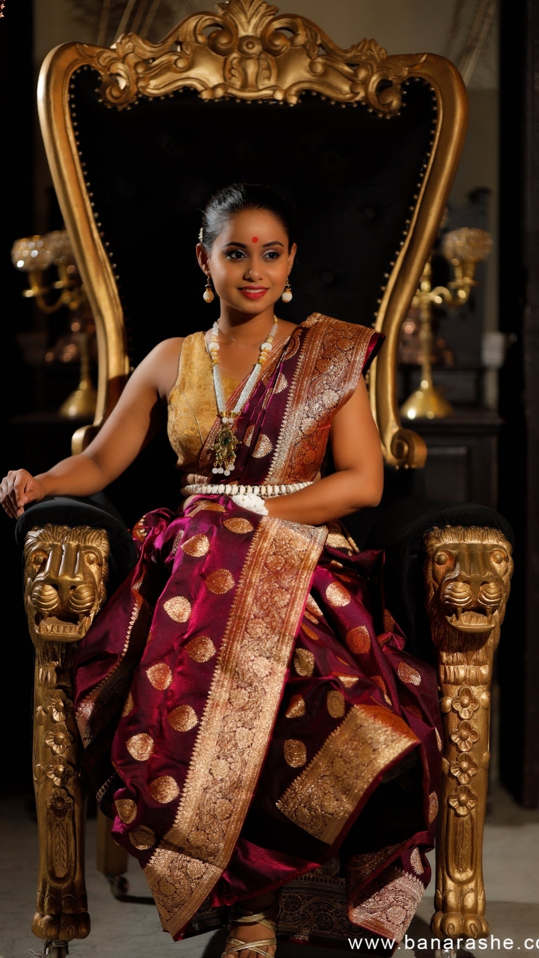 Royal Maroon Katan Silk Banarasi Saree