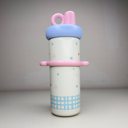 Stainless Steel Insulated Water Bottle with Straw & Silicone Grip Handle for Kids & Teens