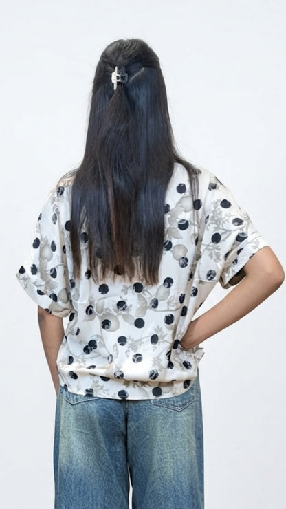 Women’s White Floral Printed Tie-Up Top
