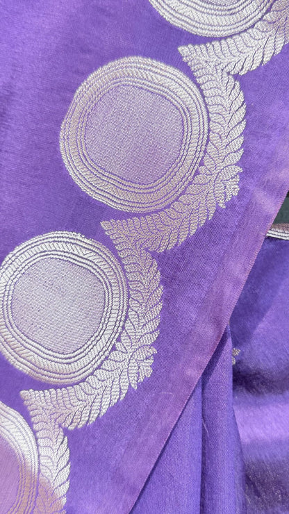 Royal Purple Raw Mango Silk Saree with Floral Weaving