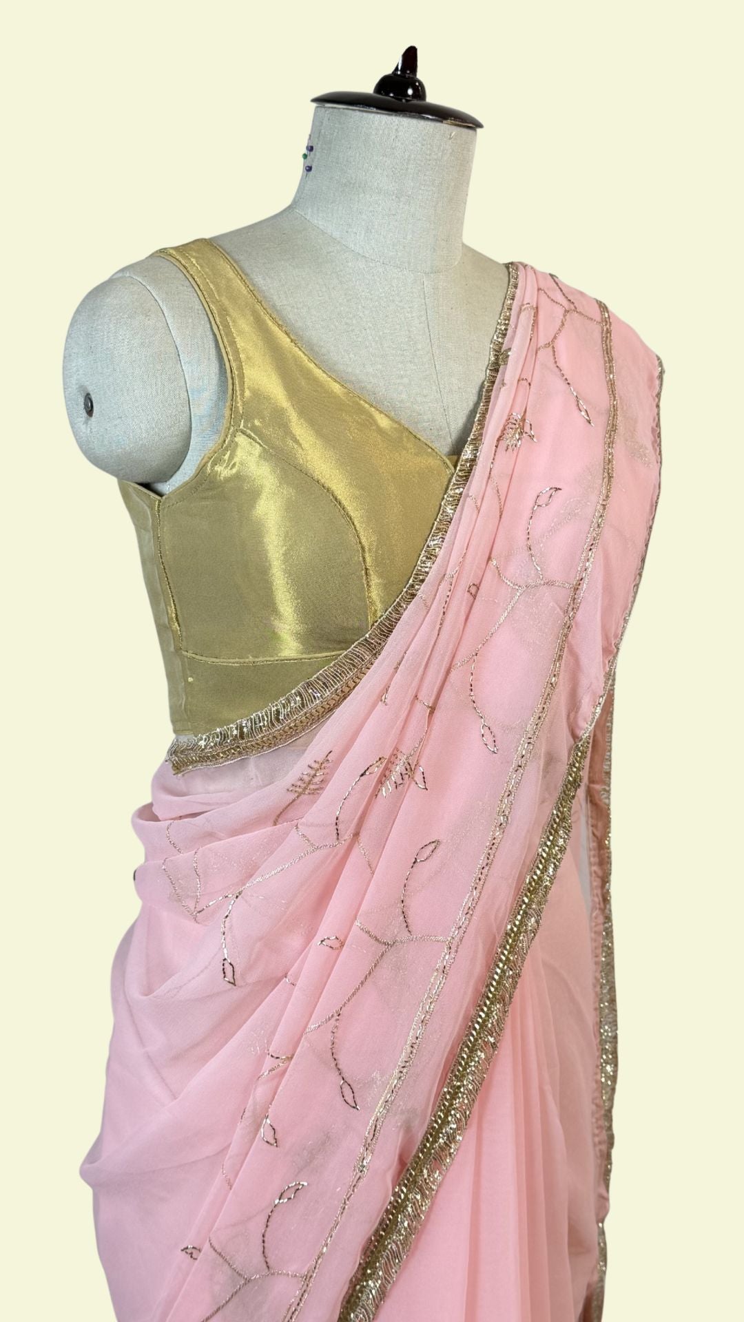 Baby Pink Chiffon Saree for Women