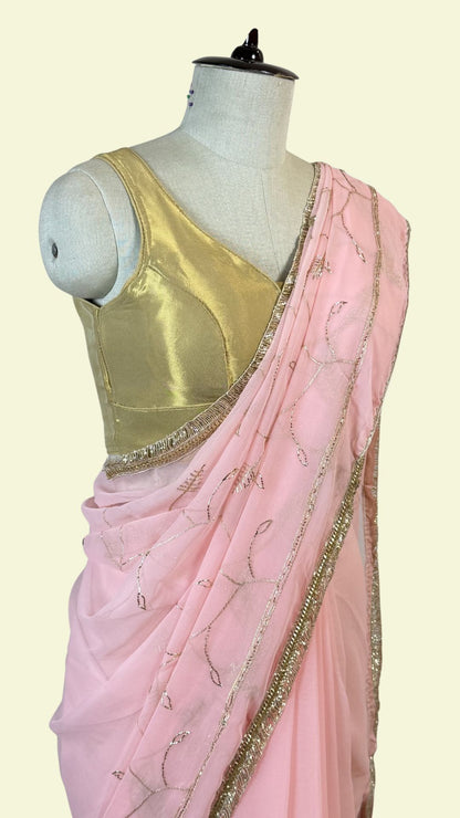 Baby Pink Chiffon Saree for Women