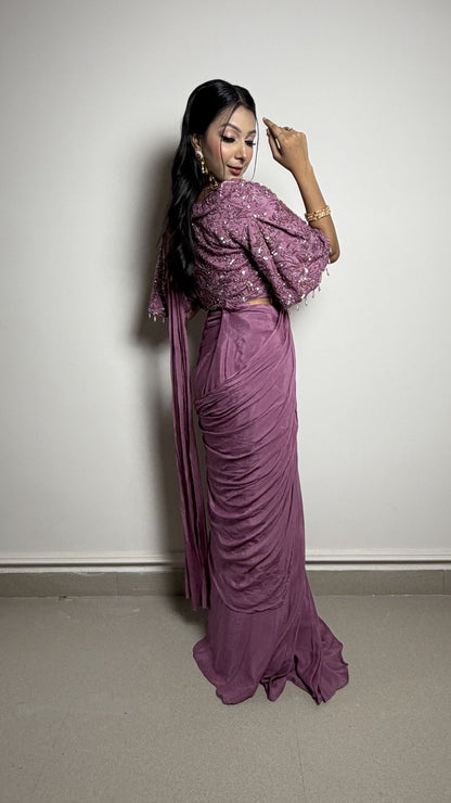 Mauve Designer Draped Saree