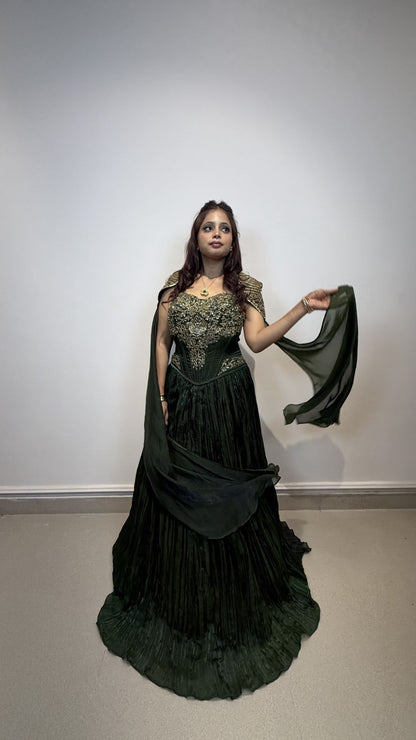 Emerald Green Reception Gown for Women