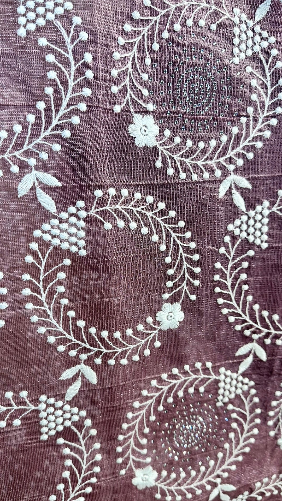 Elegant purple tissue Saree with Embroidery border& Floral Motifs,