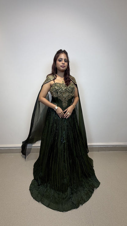 Emerald Green Reception Gown for Women