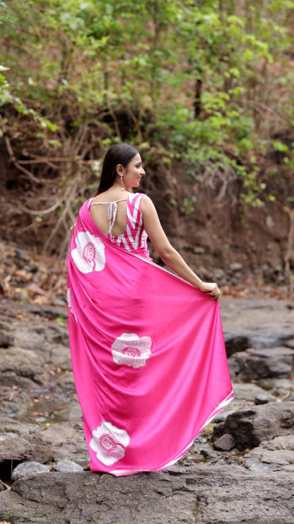 Elegant Japan Satin Office Wear Saree – Soft Digital Print