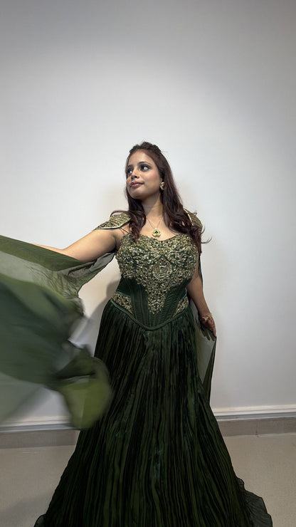 Emerald Green Reception Gown for Women
