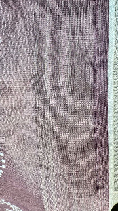 Elegant purple tissue Saree with Embroidery border& Floral Motifs,