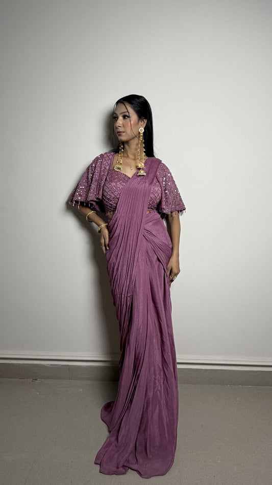 Mauve Designer Draped Saree