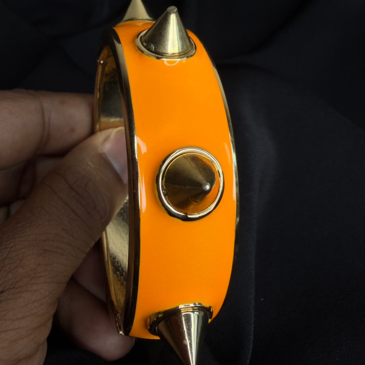 Orange Gold Spike Statement Bangle