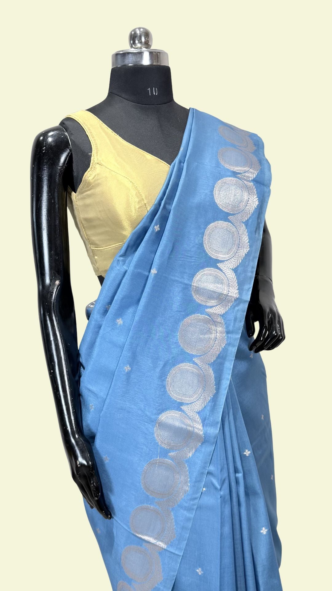 Royal Blue Raw Mango Silk Saree with Floral Weaving