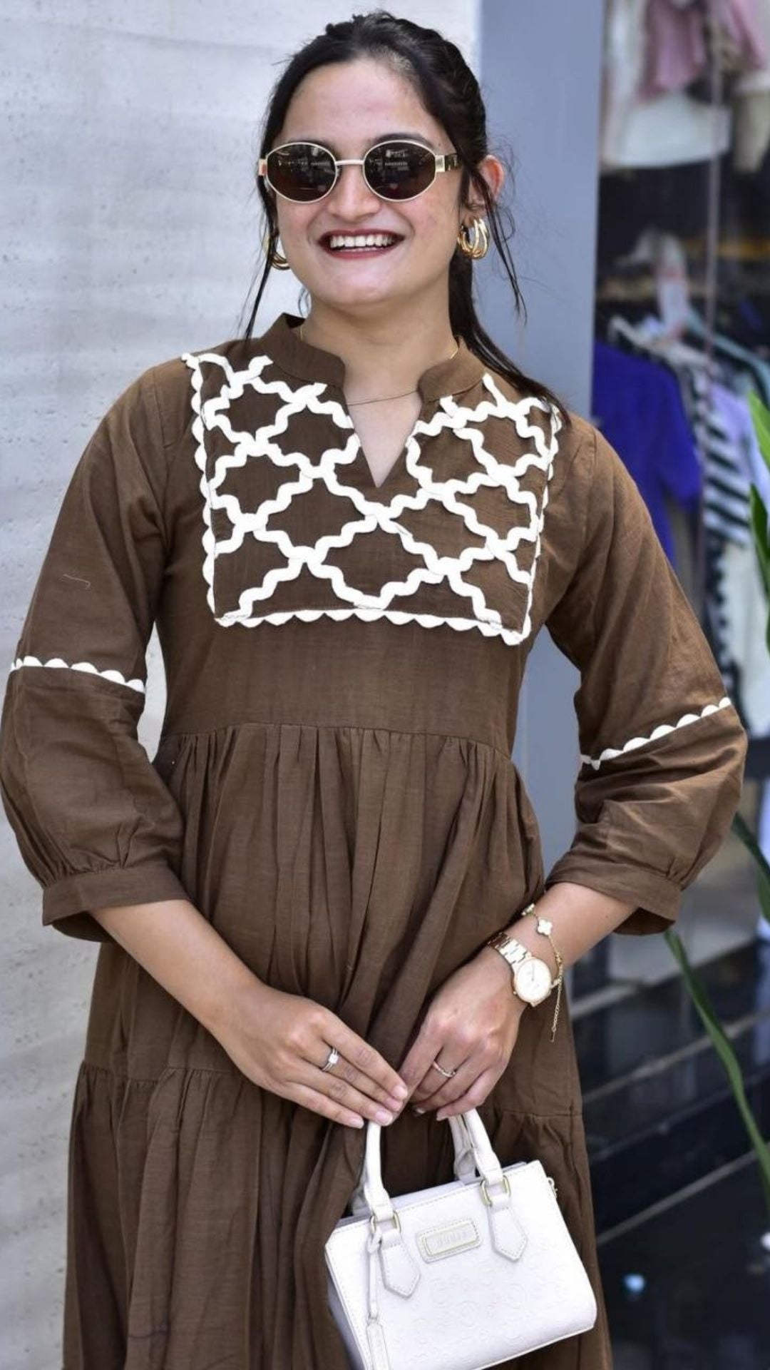 Premium Jaipur Cotton Designer Gown with Hand Embroidery