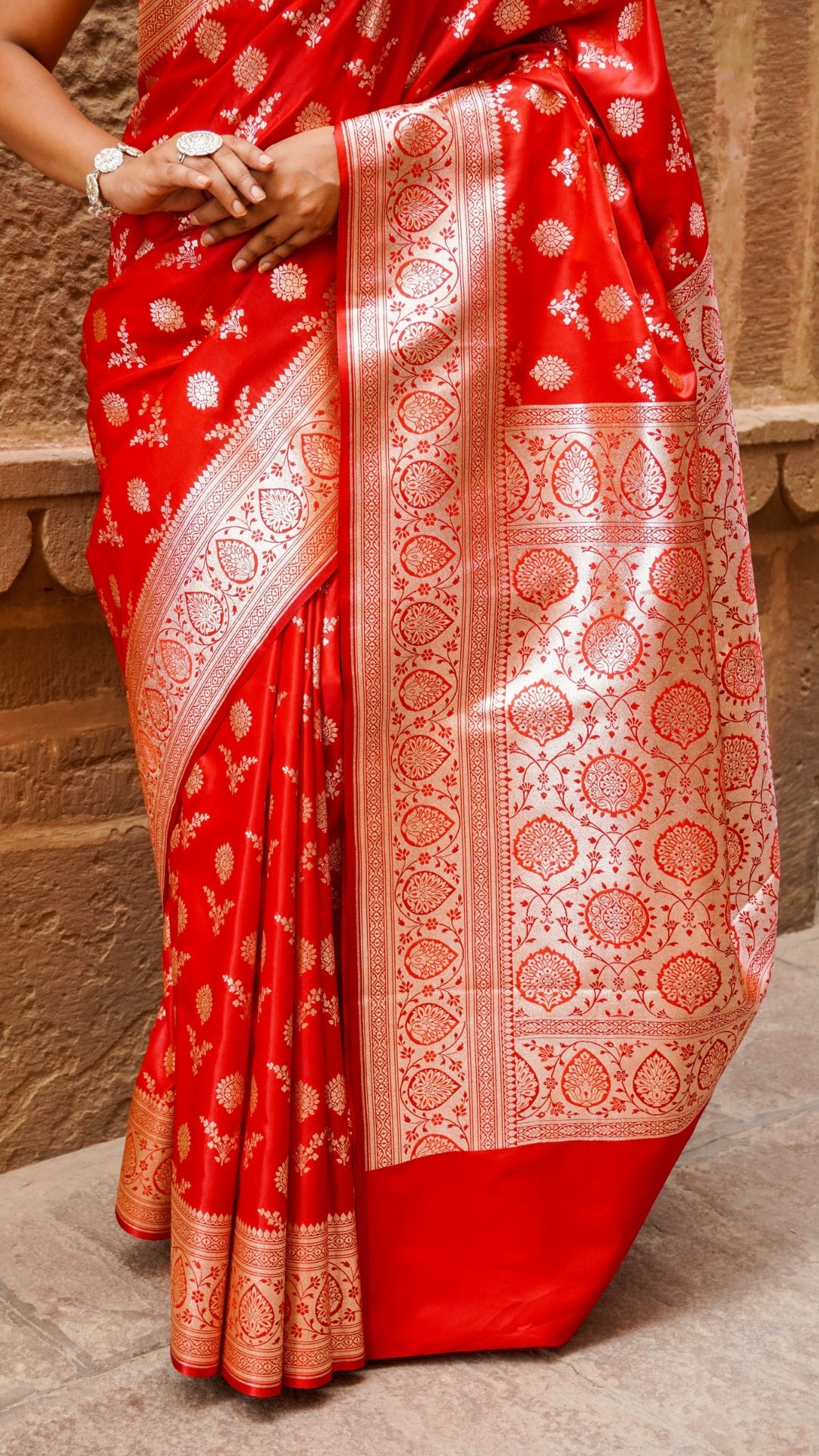 Gulabi Panna Pure Katan Silk Banarasi Saree