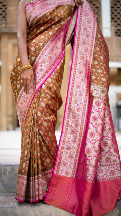 Orange Katan Mashru Silk