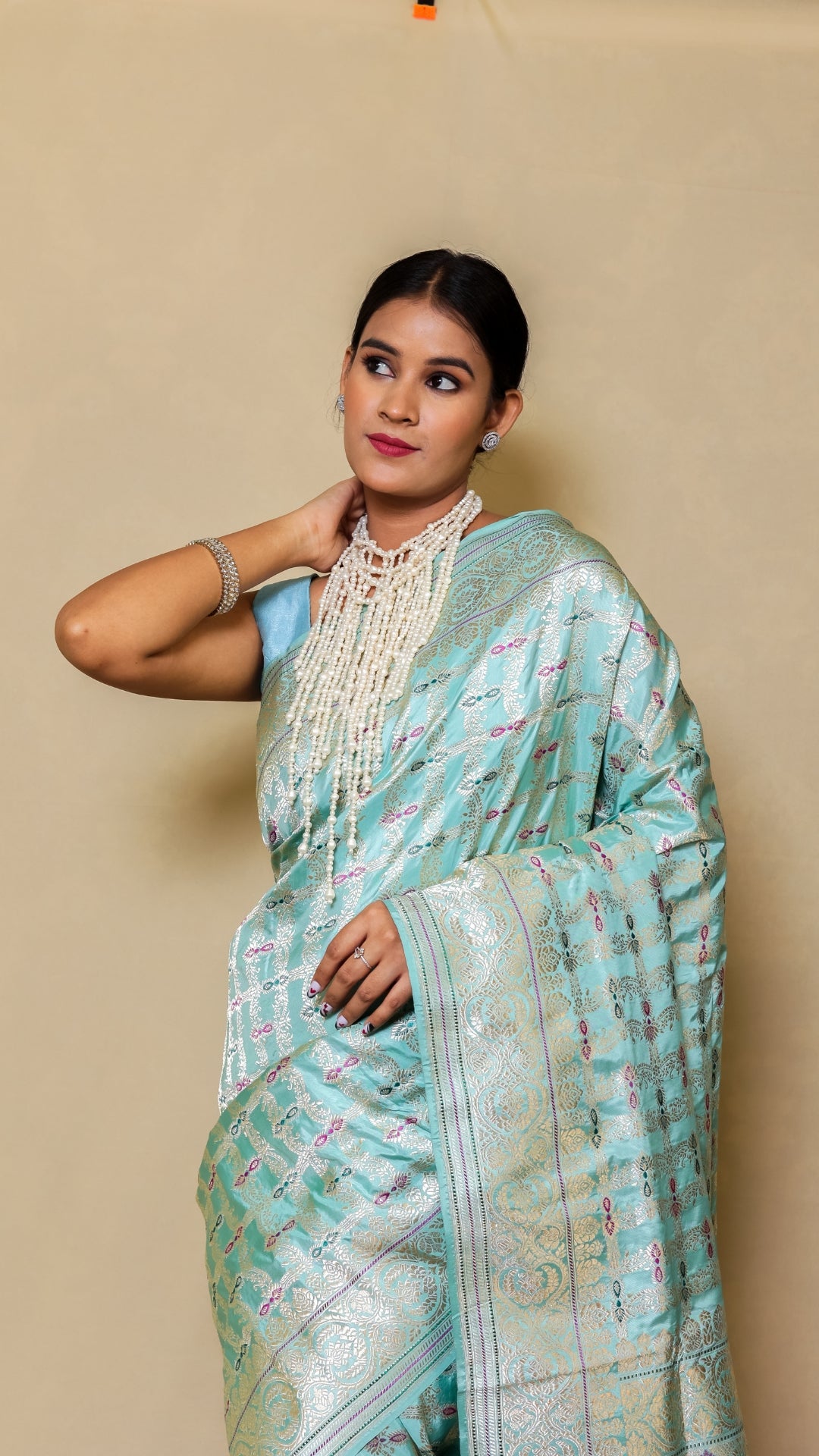 Firoza Green Pure Katan Silk