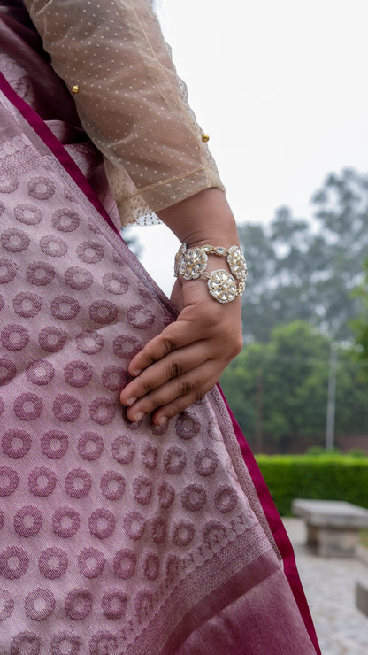 Deep Maroon Plum Pure Katan Silk Saree
