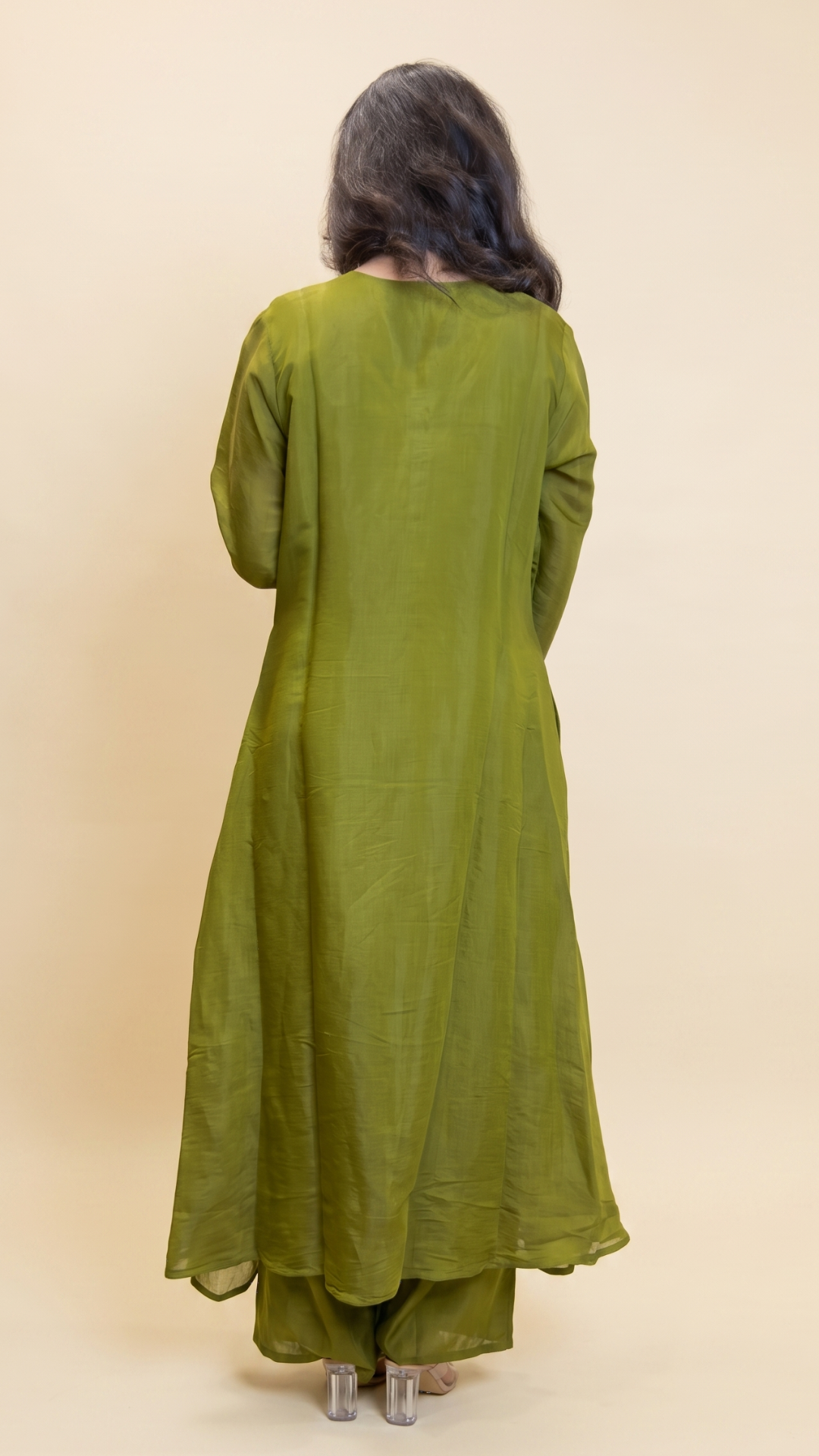 The Royal Olive Zari Embroidered Silk Suit Set