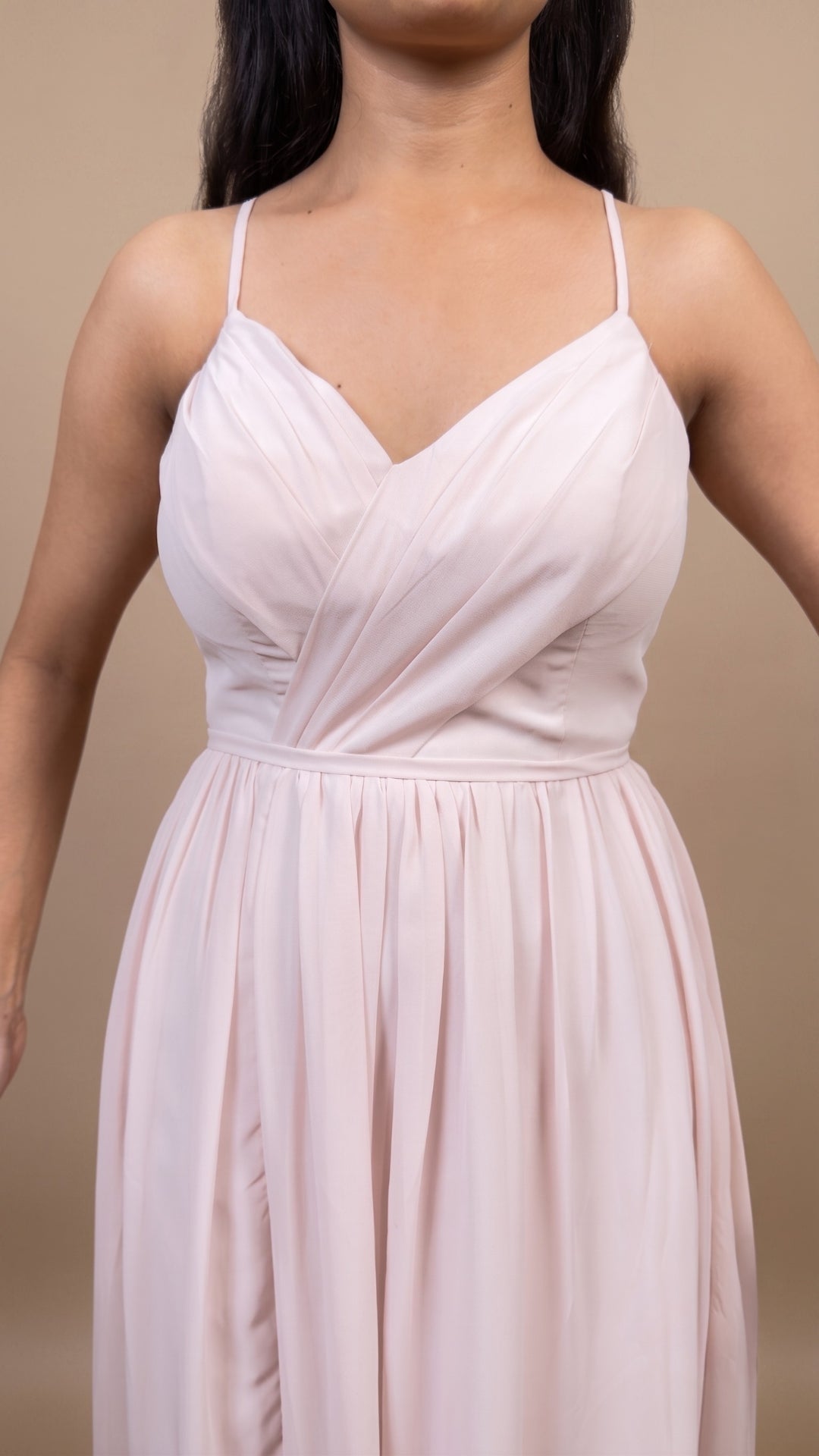 Banarashe Women’s Light Pink Flared Maxi Dress