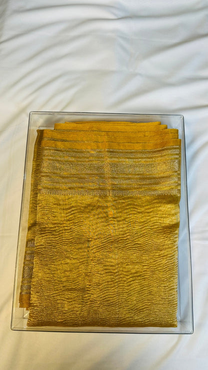 Yellow Marigold Mist Crust Tissue Saree