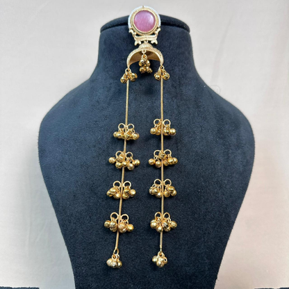 Regal Brass & Purple Stone Dangler Earrings – Festive & Ethnic Elegance