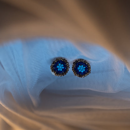 Adda Embroidery Round Shape Top Stud Earrings