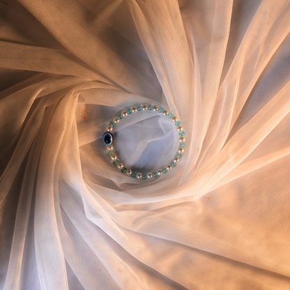 Guardian Glow Bracelet – Evil Eye, Turquoise Glass & Pearl Harmony