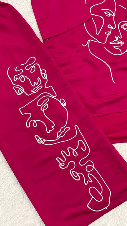 Pink Embroidered Co-Ord Set for Women