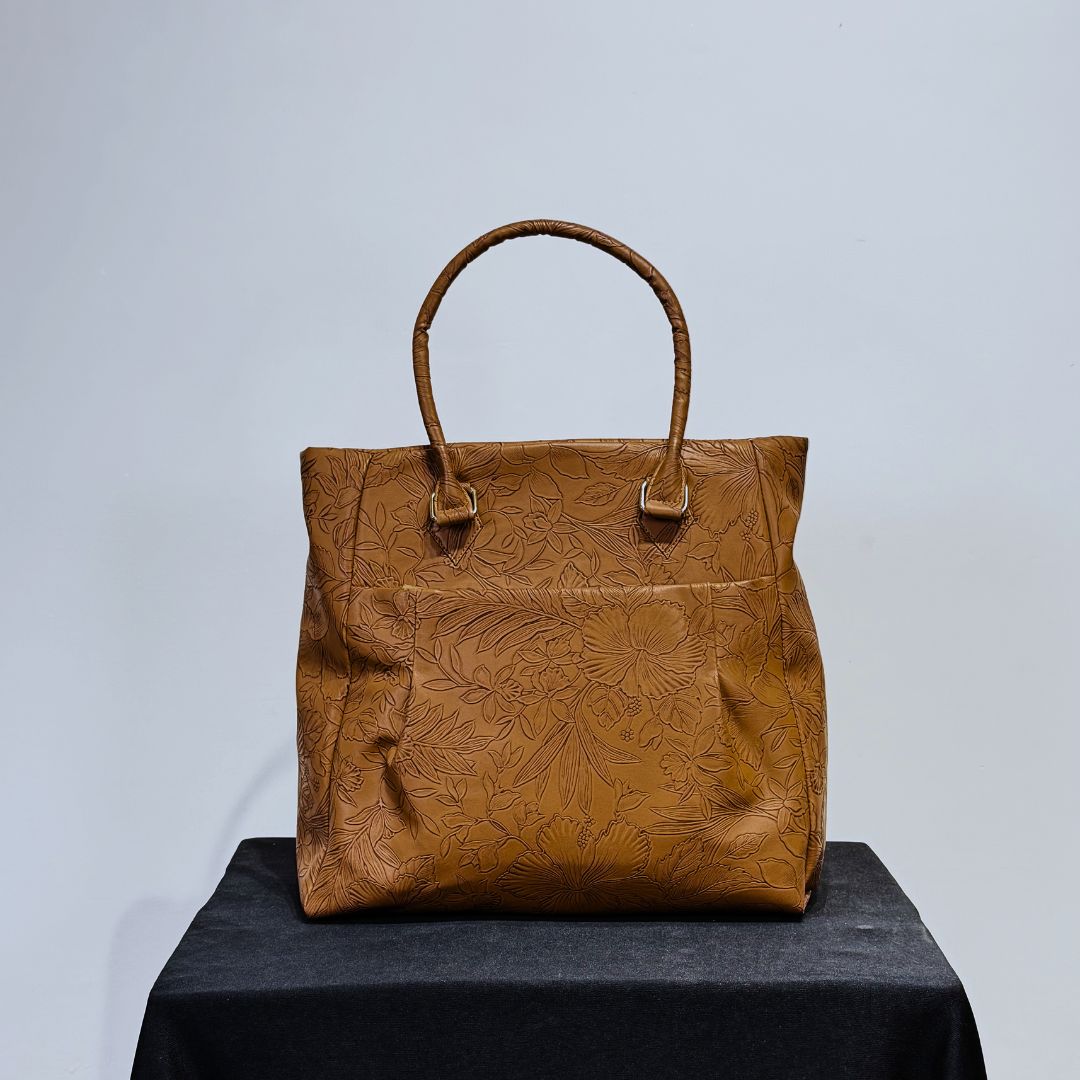 Tan Embossed Luxury Tote Bag