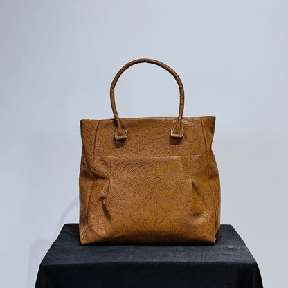 Tan Embossed Luxury Tote Bag
