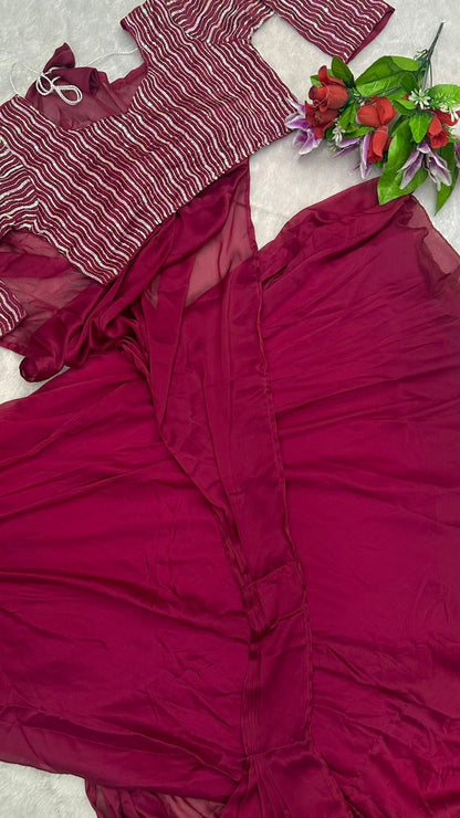 Designer Ready-to-Wear Party Lehenga Set in Rangoli Silk